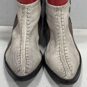 Free People Flying Ranch Distressed Bone and Brown Leather Ankle Bootie Size 37